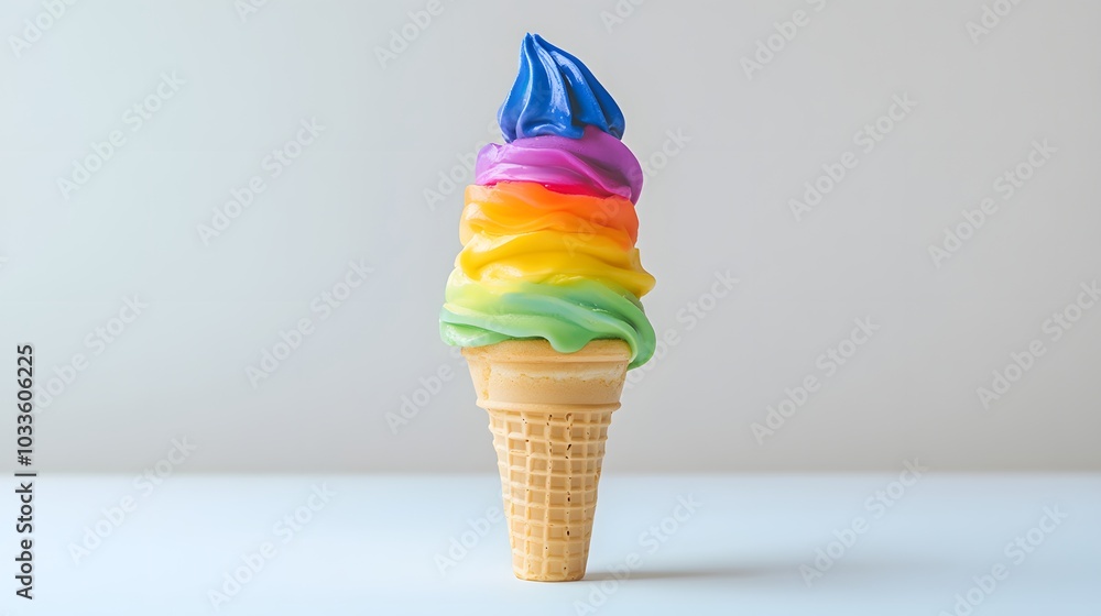 Vibrant Rainbow Ice Cream Cone Delight Vibrant Rainbow Ice Cream Cone Delight