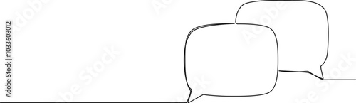 continuous single line drawing of speech bubbles, communication line art vector illustration
