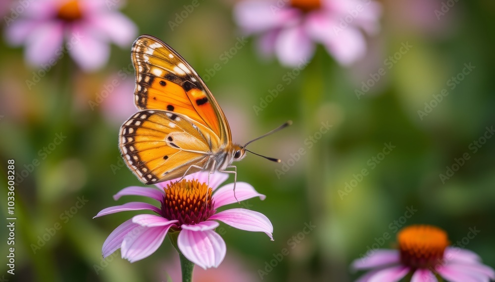 Vibrant Butterfly on Flower in Natural Setting Vibrant Butterfly on Flower in Natural Setting