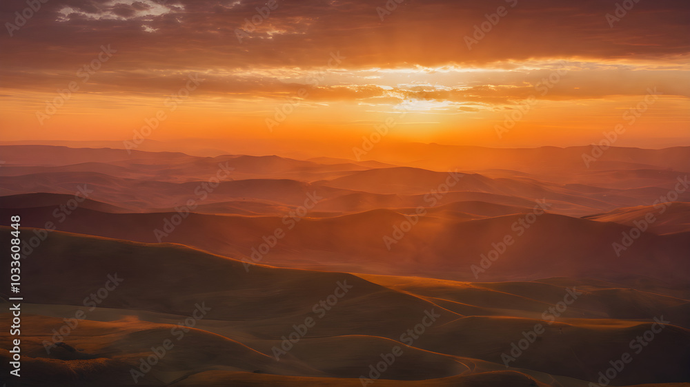 Naklejka premium A sunset orange background with a soft glow, giving a warm and inviting feel, perfect for cozy themes