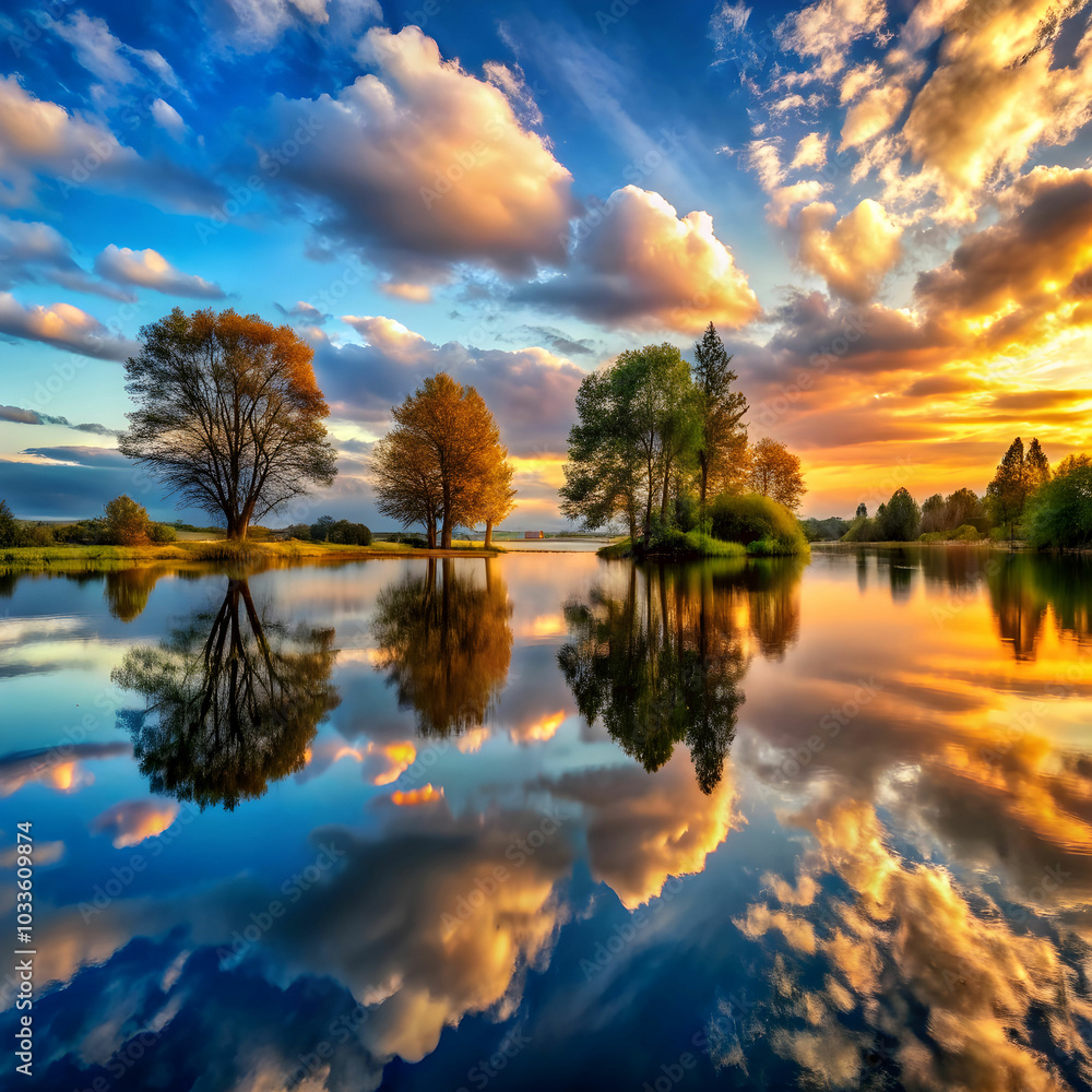 Obraz premium The Reflection of Water Where Stillness Reveals Beauty Beneath the Surface