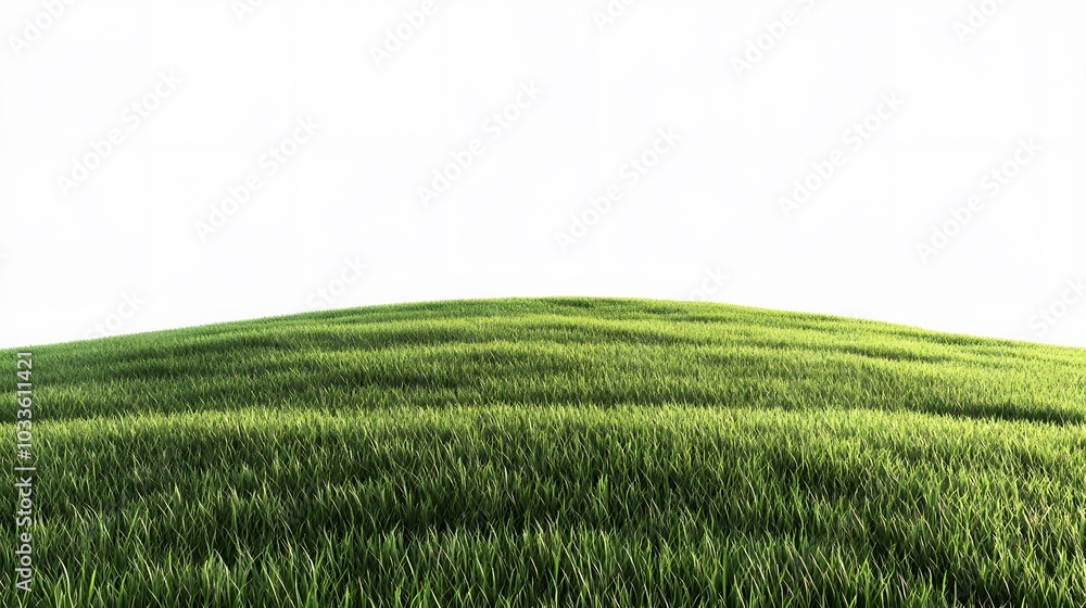Obraz premium Green lawn on white background. 3D illustration. 
