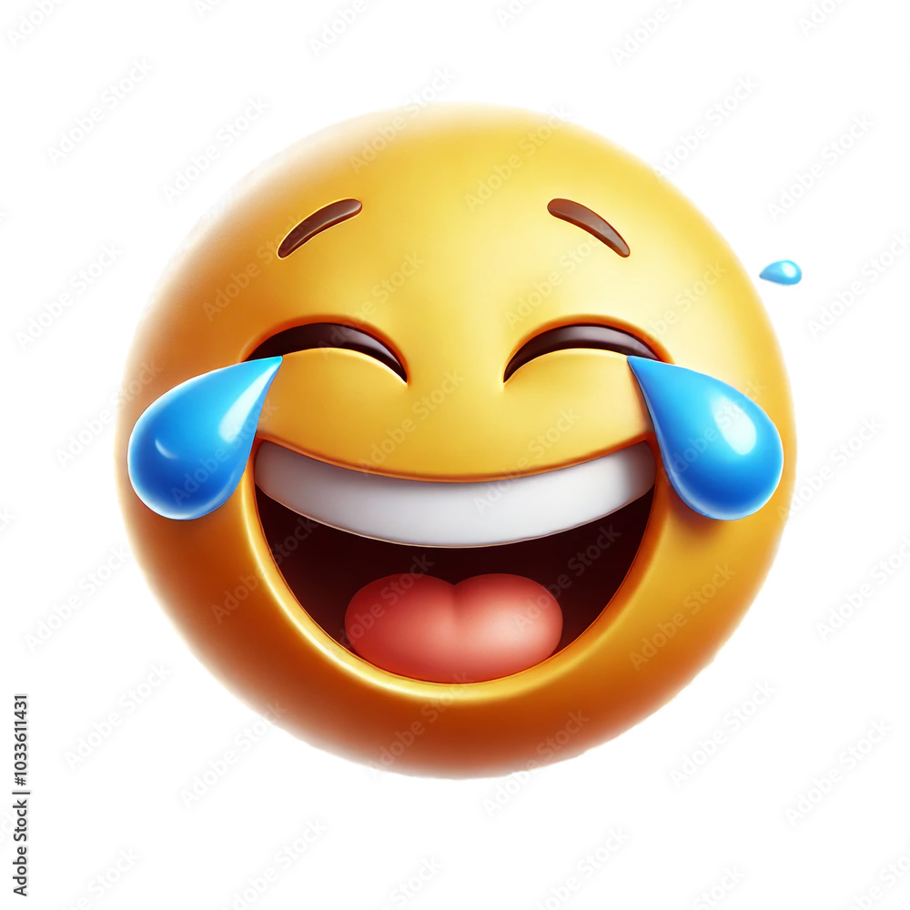 Fototapeta premium Laughing Face 3D Emoji with Tears of Joy on Transparent Background