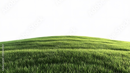 Green lawn on white background. 3D illustration. 