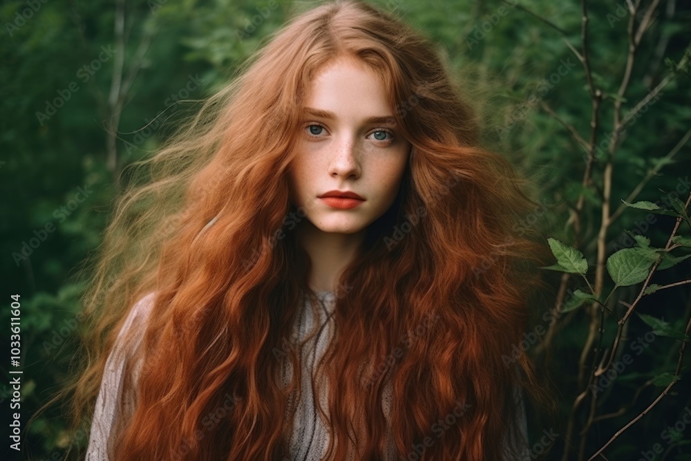 Naklejka premium Long hair photography portrait contemplation.