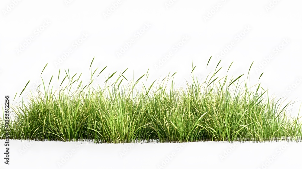 Green lawn on white background. 3D illustration. Green lawn on white background. 3D illustration.