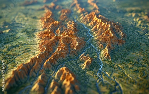 Aerial View of Mountain Range and River