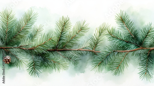 Seamless Christmas Background with Spruce Branches Pattern