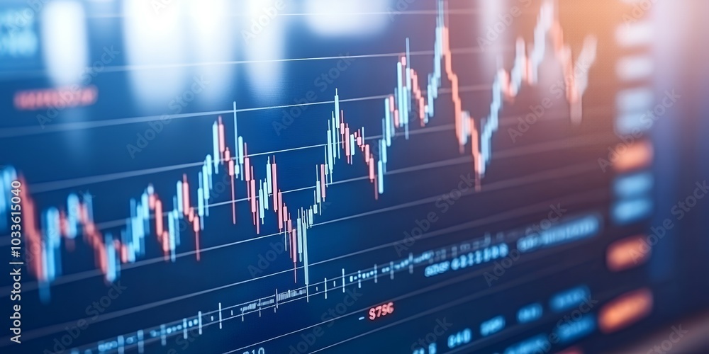 Stock market graph on a screen. Stock market graph on a screen.