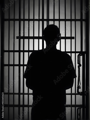 Silhoette of man in prison