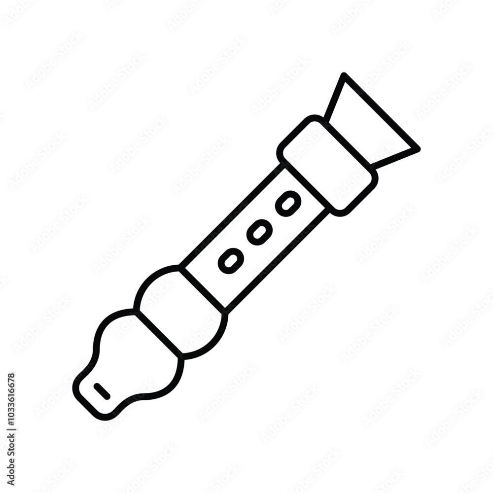 Flute line icon with white background vector stock illustration Flute line icon with white background vector stock illustration