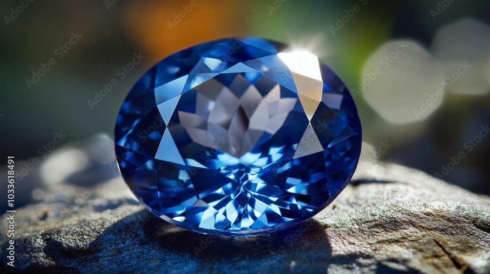 large blue sapphire gemstone softly glowing large blue sapphire gemstone softly glowing