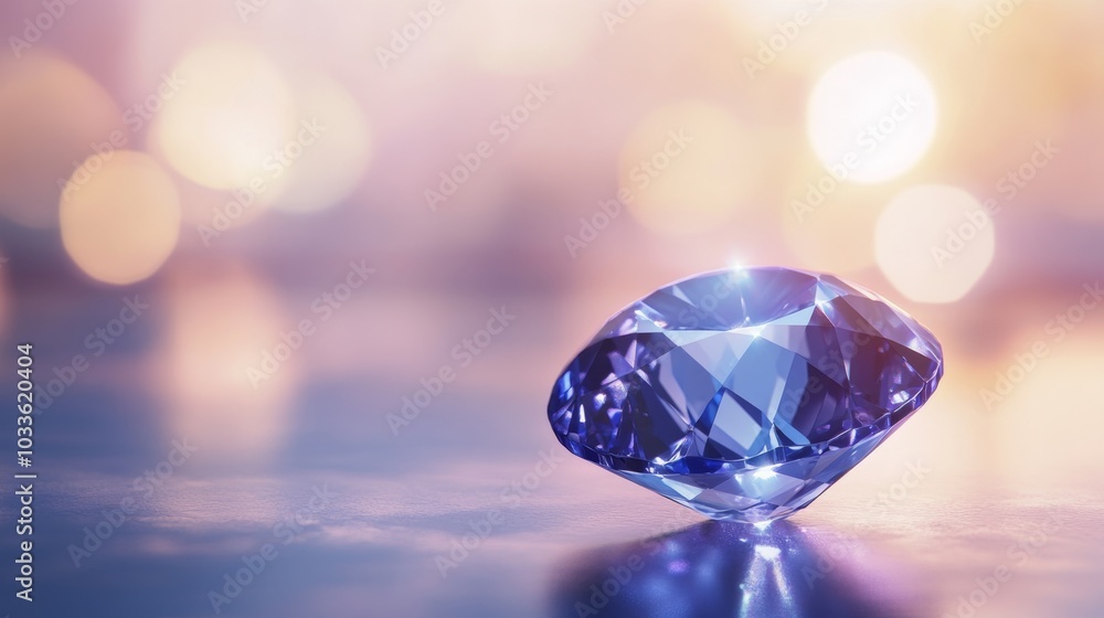 blue sapphire stone illuminated by growing bokeh light background blue sapphire stone illuminated by growing bokeh light background