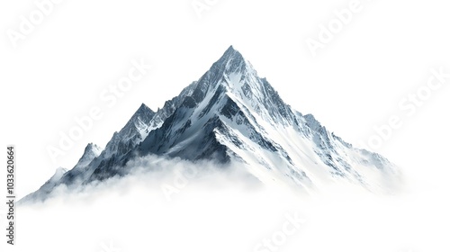 Vászonkép Snowy Mountains peaks separated on white background.