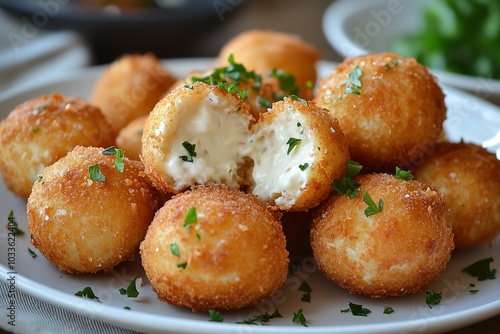 Golden Fried Cheese Balls with a Creamy Center