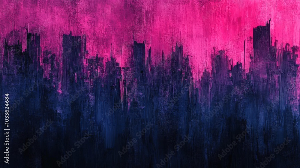 Abstract Cityscape in Neon Hues Abstract Cityscape in Neon Hues