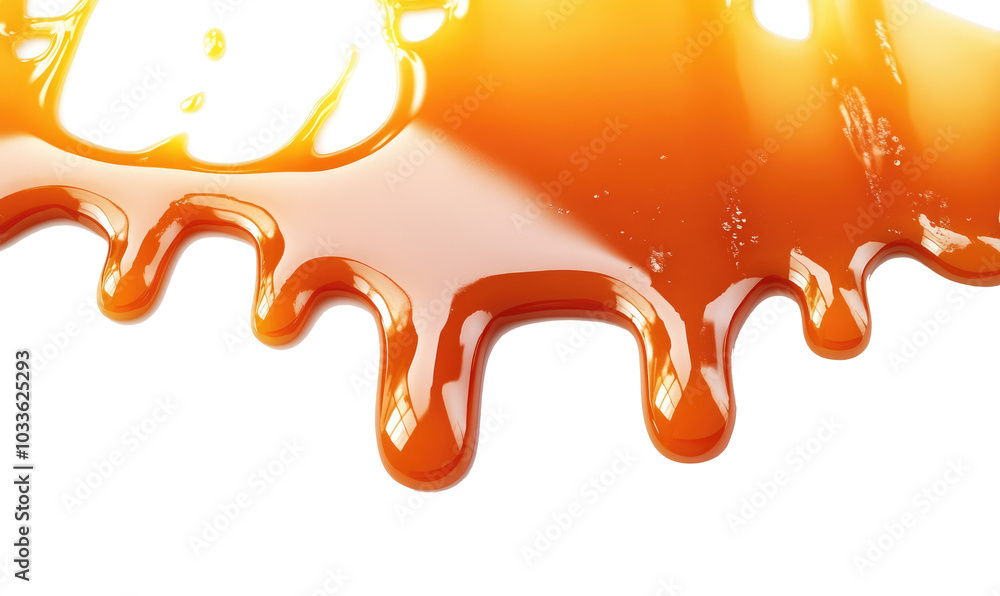 Dripping caramel drops on transparent background Dripping caramel drops on transparent background