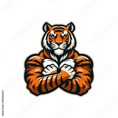 Modern sports logo tiger mascot isolated vector illustration