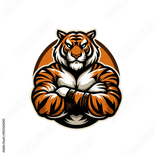 Modern sports logo tiger mascot isolated vector illustration photo