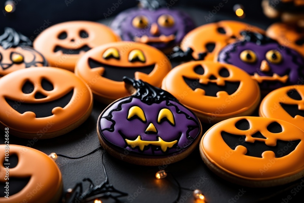 Obraz premium Halloween icing dessert cookie.