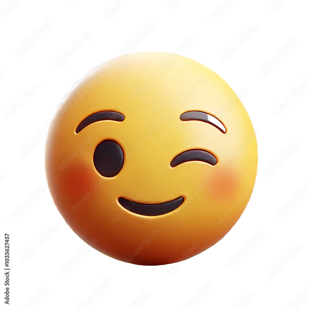 Naklejka premium Winking Face 3D Emoji with Playful Expression on Transparent Background