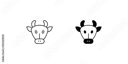 Cow set icon with white background vector stock illustration