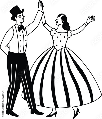 Formal dance scene between a man and a woman