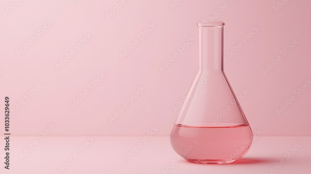 A Glass Flask Filled with Pink Liquid Against a Pink Background A Glass Flask Filled with Pink Liquid Against a Pink Background