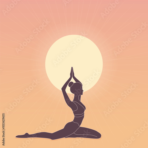 Girl in yoga position flat illustration