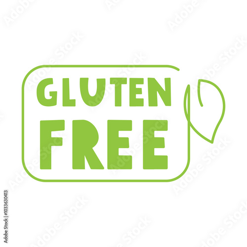 Gluten free. Green color. Badge. Design. Illustration on white background.