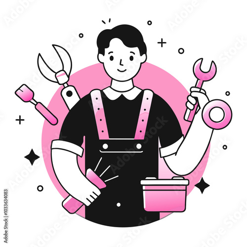 handy woman business illustration