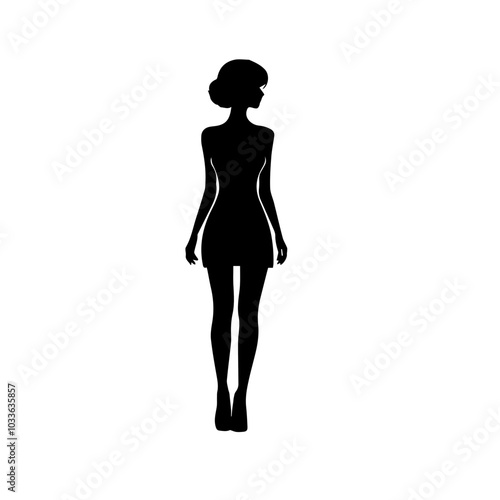 black silhouette logo design of a fashion girl 