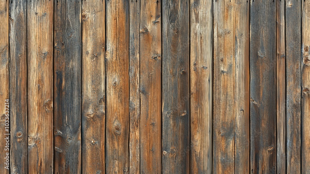 Naklejka premium From Timber to Texture: A Rustic Wood Wall Crafted from Aged Planks, Rich in Weathered Detail and Character