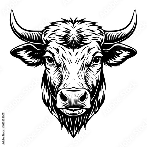 vector black silhouette design of a bull head 