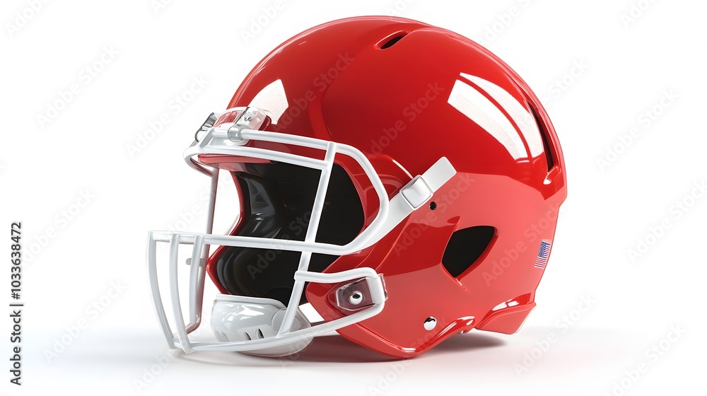 Fototapeta premium red american football helmets isolated on white background.