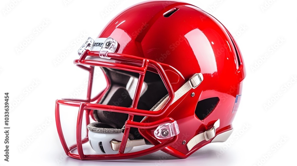 Fototapeta premium red american football helmets isolated on white background.