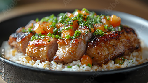 Pork leg rice,Steamed rice with braised pork leg, ready to eat