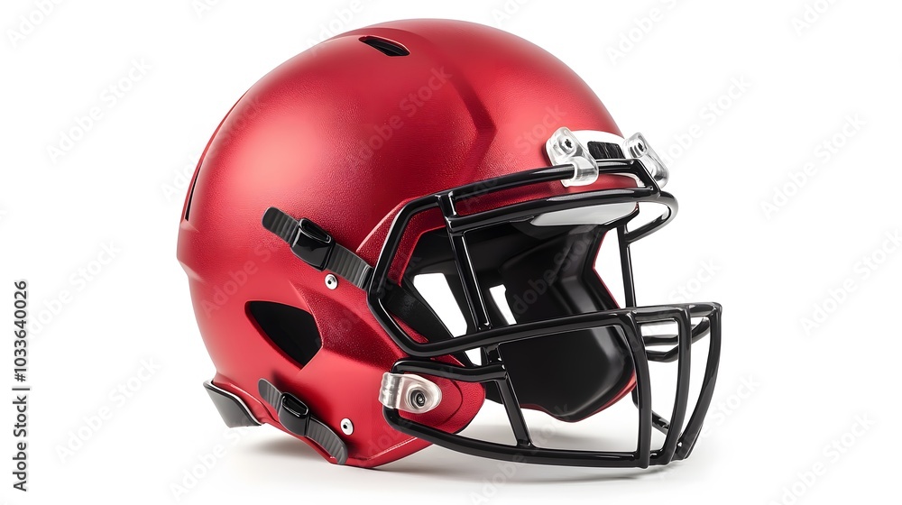 Fototapeta premium red american football helmets isolated on white background.