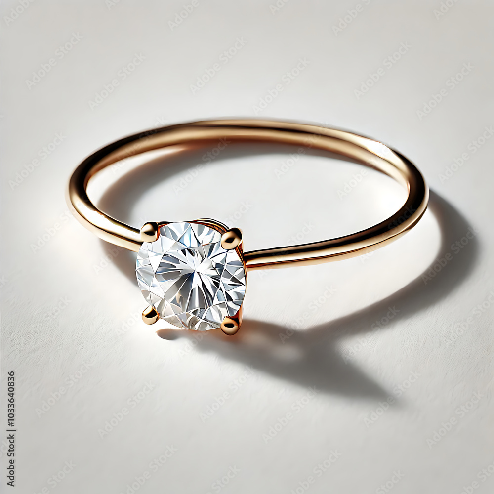 Minimalist Thin Gold Diamond Ring, Generative Ai Minimalist Thin Gold Diamond Ring, Generative Ai