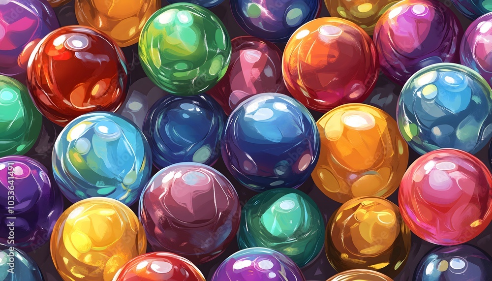A seamless and vibrant illustration of colorful marbles A seamless and vibrant illustration of colorful marbles