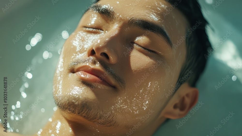 Asian man on spa procedure. Asian man in spa salon. Asian self-care. Cosmetology. Asian man on spa procedure. Asian man in spa salon. Asian self-care. Cosmetology.