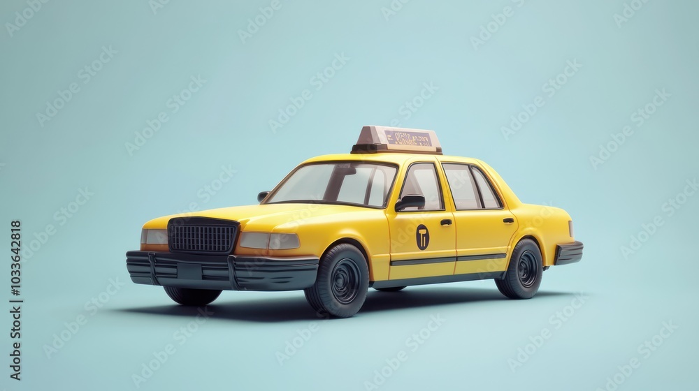 Yellow Taxi Cab Isolated on Blue Background Yellow Taxi Cab Isolated on Blue Background
