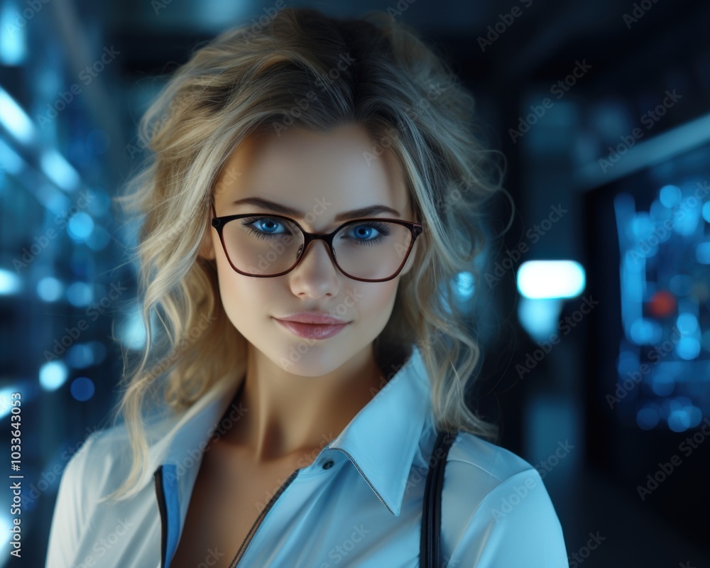Beautiful young woman scientist glasses in medical science laboratory Beautiful young woman scientist glasses in medical science laboratory