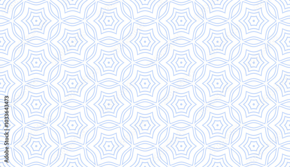 Seamless Outline Geometric Pattern. Abstract Light Blue Texture. Stars in Hexagonal Shape. Seamless Outline Geometric Pattern. Abstract Light Blue Texture. Stars in Hexagonal Shape.