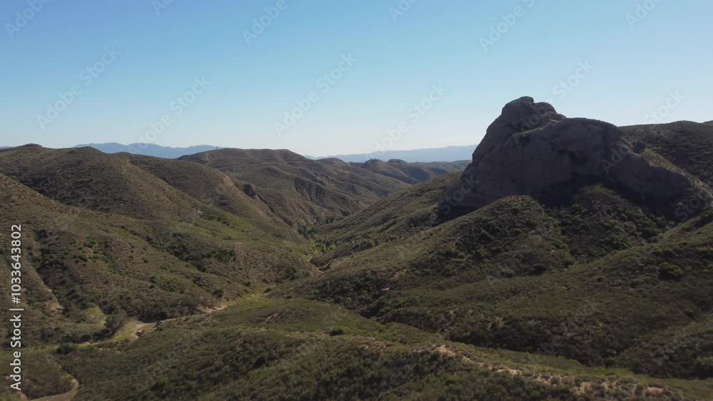 Aerial View of Castaic Rock and Sierra Pelona Mountains, Los Angeles County, California Aerial View of Castaic Rock and Sierra Pelona Mountains, Los Angeles County, California