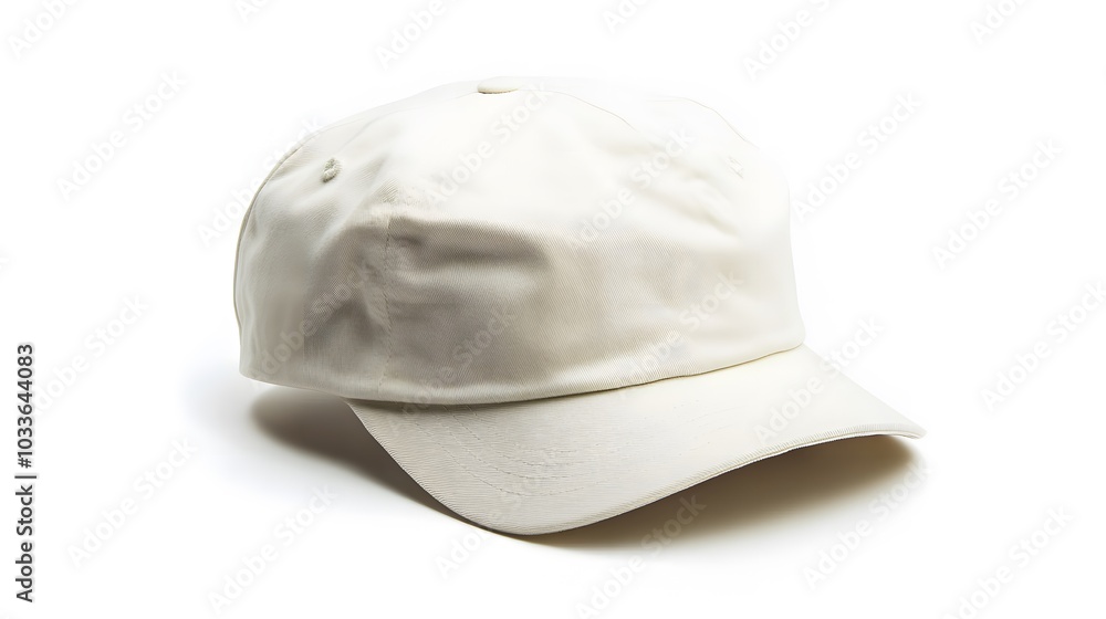 Fototapeta premium white canvas fabric cap isolated on white background.
