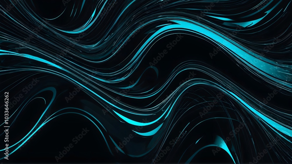 Aqua shimmering lines flowing diagonally over obsidian black, creating a sleek, abstract shimmer. AI-generated. Aqua shimmering lines flowing diagonally over obsidian black, creating a sleek, abstract shimmer. AI-generated.