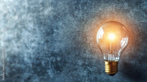 Warm Light Bulb Glowing on Textured Background