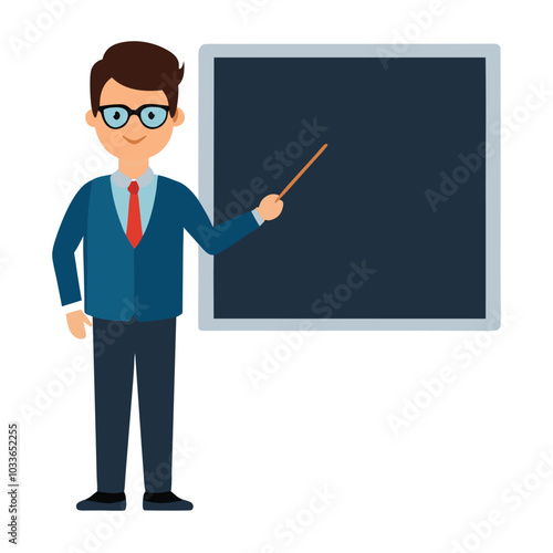 Teacher standing in front of the blackboard