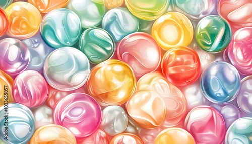 A seamless illustration of bright and colorful marbles